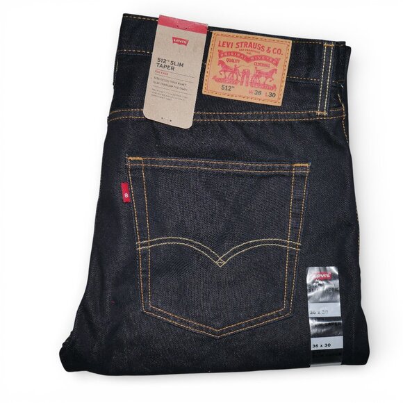 Levis 512 Men's Size 36x30 Dark Wash Jeans Denim Slim Taper Fit NWT